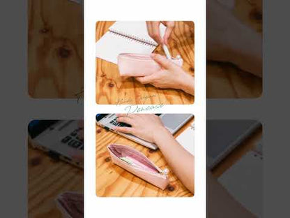 Hands Faux Leather Pencil Case Light Pink